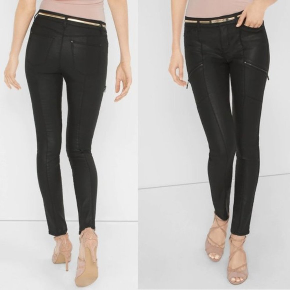 White House Black Market Leather Punk Skinny Pants
